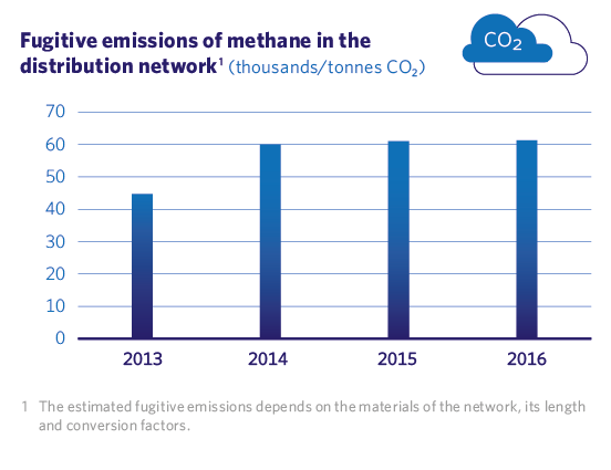 Fugitive emissions of methane in the distribution network